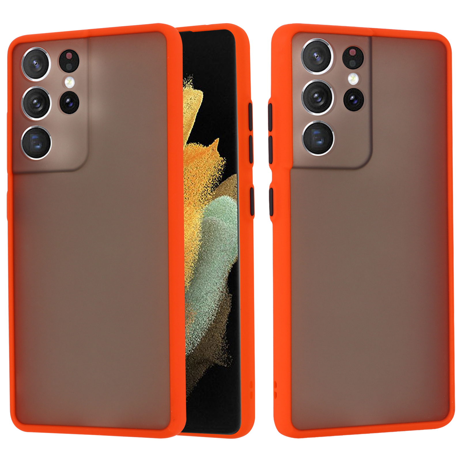 

Спавным ПК + ТПУ Гибридная Кожа Матовый Защитный Чехол Для Samsung Galaxy S21 Ultra 5G - Красный, Galaxy S21 Ultra 5G