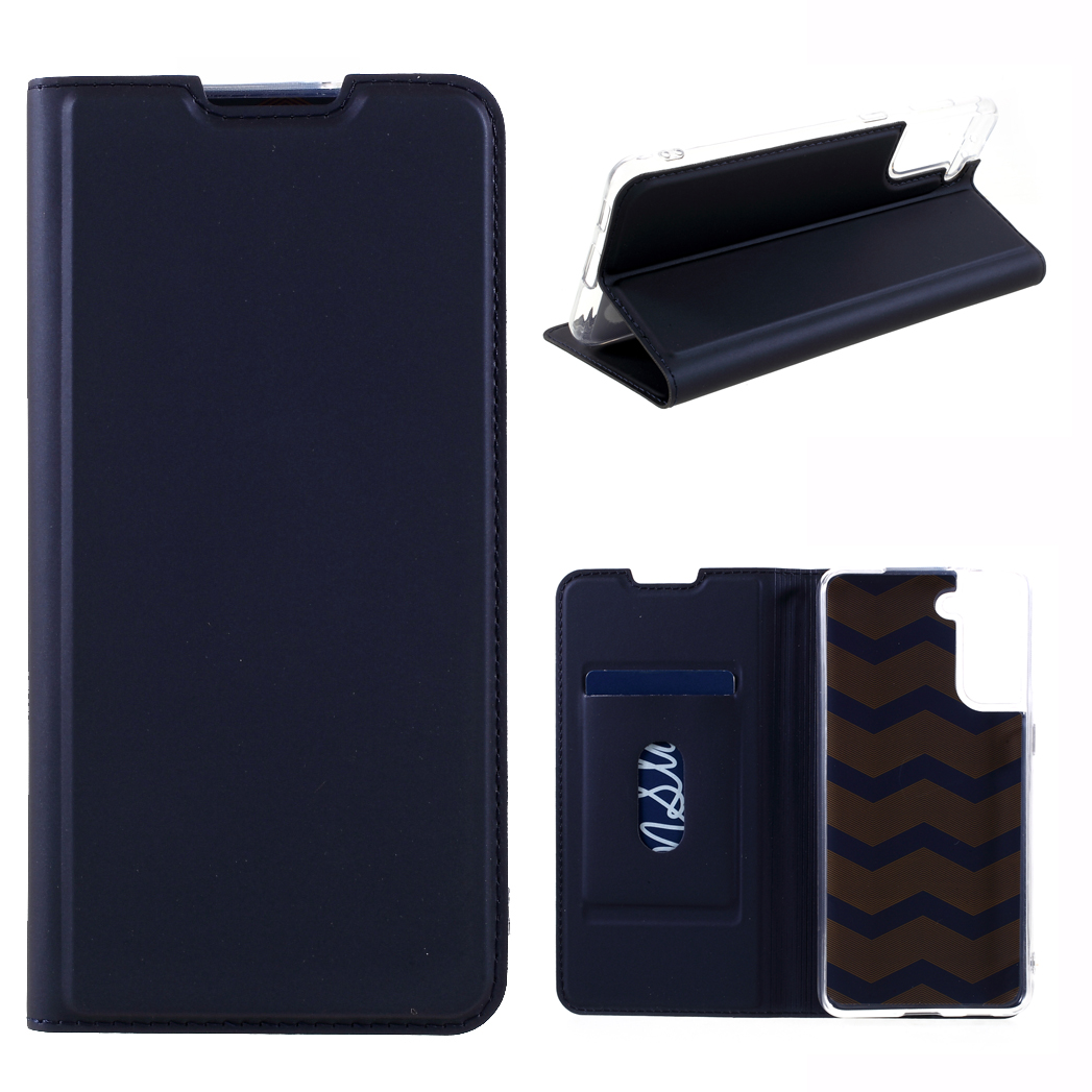 

New Magnetic-Absorbed Design Leather Stand Case with Card Holder for Samsung Galaxy S21 5G - Blue, Galaxy S21 5G