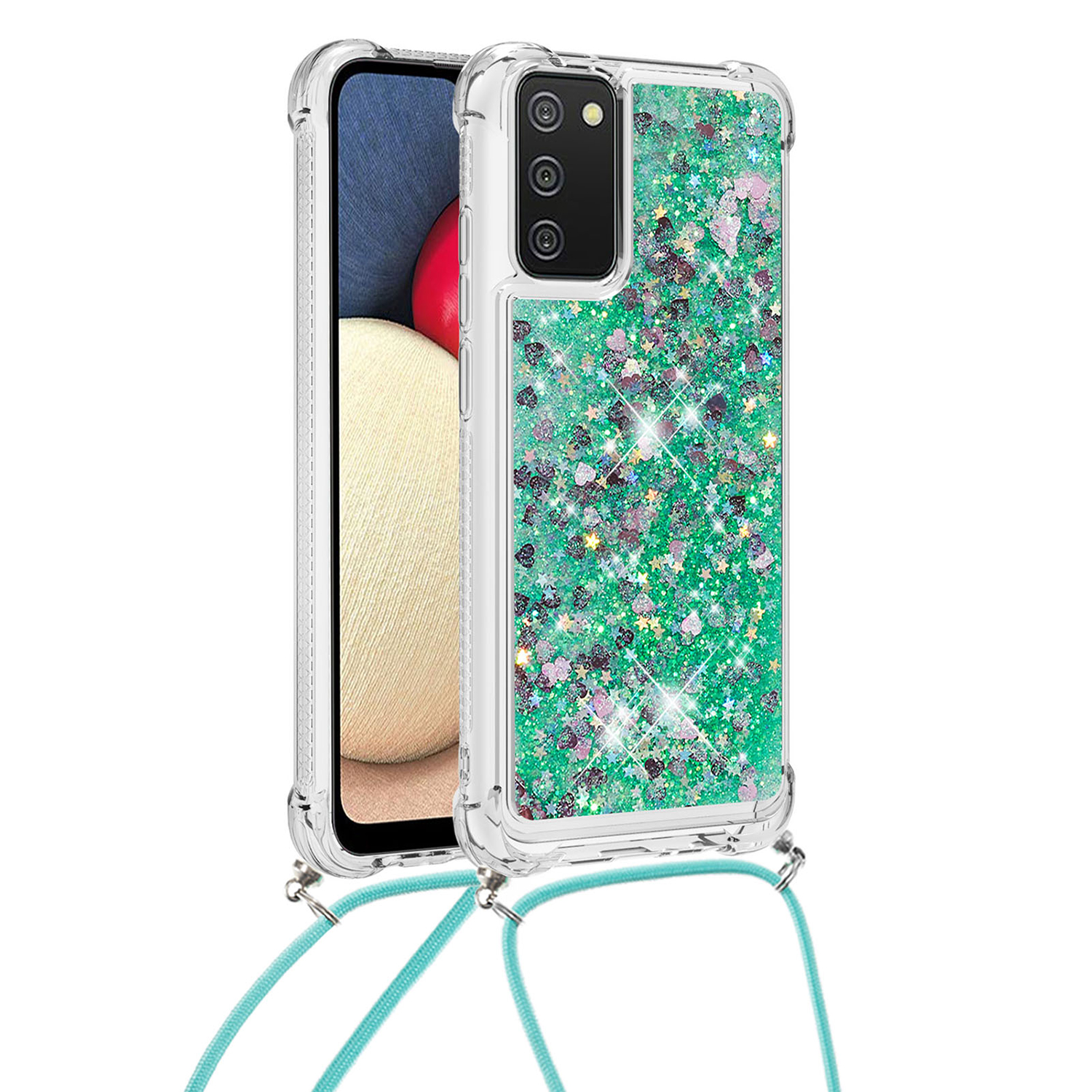 

Quicksand Design TPU Телефон Корпус С Регулируемым Плечевым Ремешком Для Samsung Galaxy A02S (166.5x75.9x9.2mm) - Зеленый, Galaxy A02s (166.5x75.9x9.2mm)