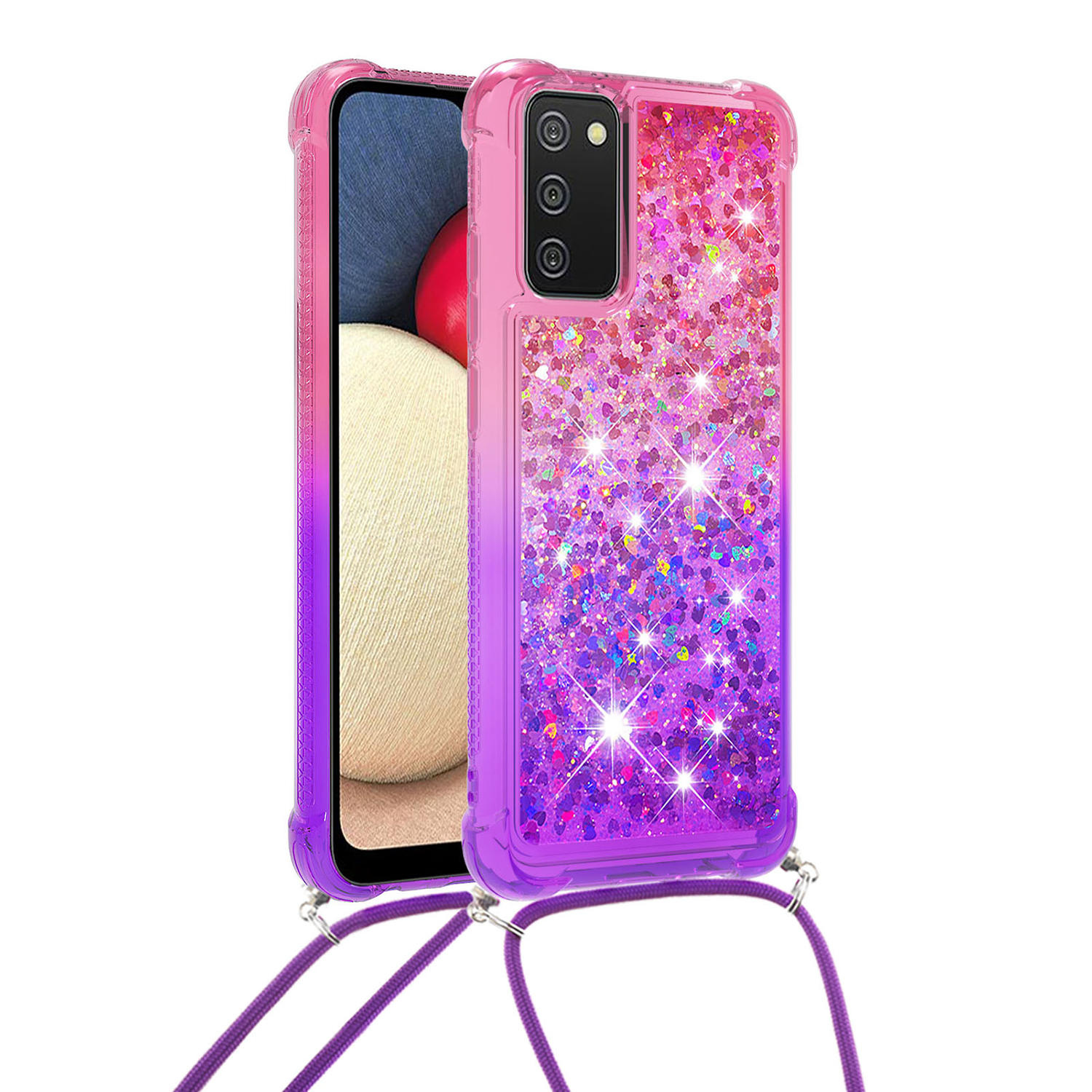

Шокопродажный Градиент Quicksand с Подвесной Веревкой Для Samsung Galaxy A02s (164,2x75,9x9,1 Мм) / Galaxy A02s (166,5x75,9x9,2 Мм) - Розовый/фиолетовый, Galaxy A02s (164.2x75.9x9.1mm)
