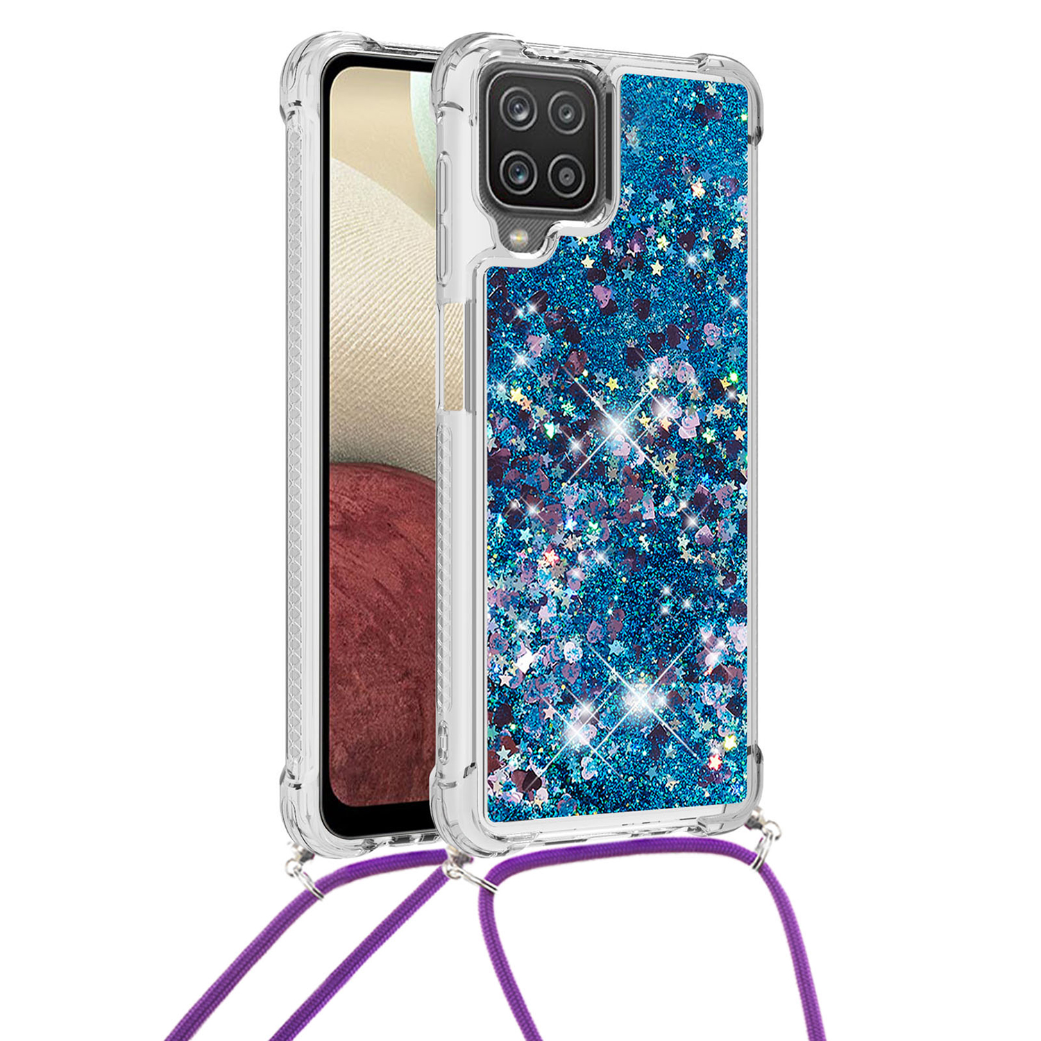 

Strap Design TPU Quicksand Phone Shell Case for Samsung Galaxy A12/M12 - Blue, Galaxy A12