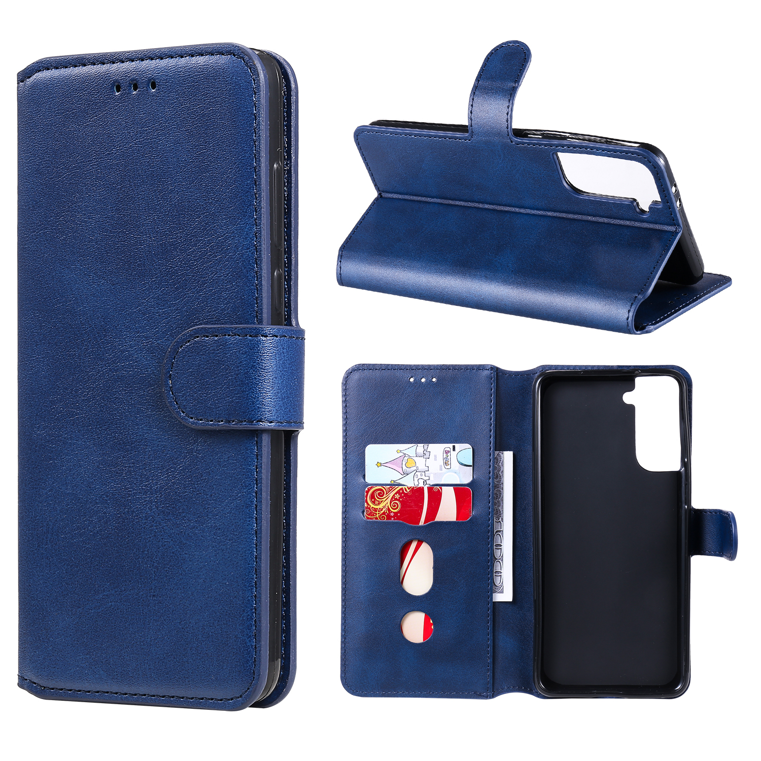 

Wallet Stand Flip Leather Phone Case for Samsung Galaxy S21+ 5G - Blue, Galaxy S21+ 5G