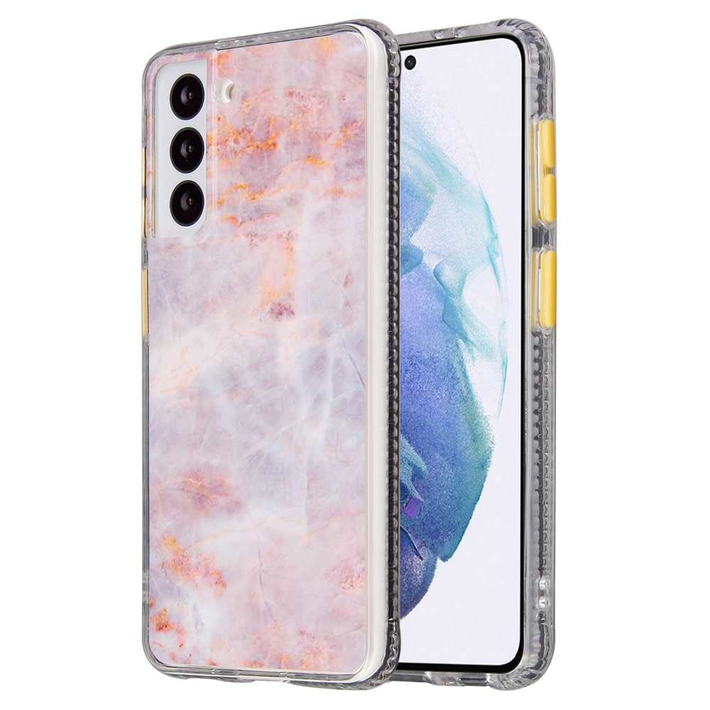 

For Samsung Galaxy S21 5G Coloured Glaze Marble Pattern PC Back+TPU Case - Orange, Galaxy S21 5G