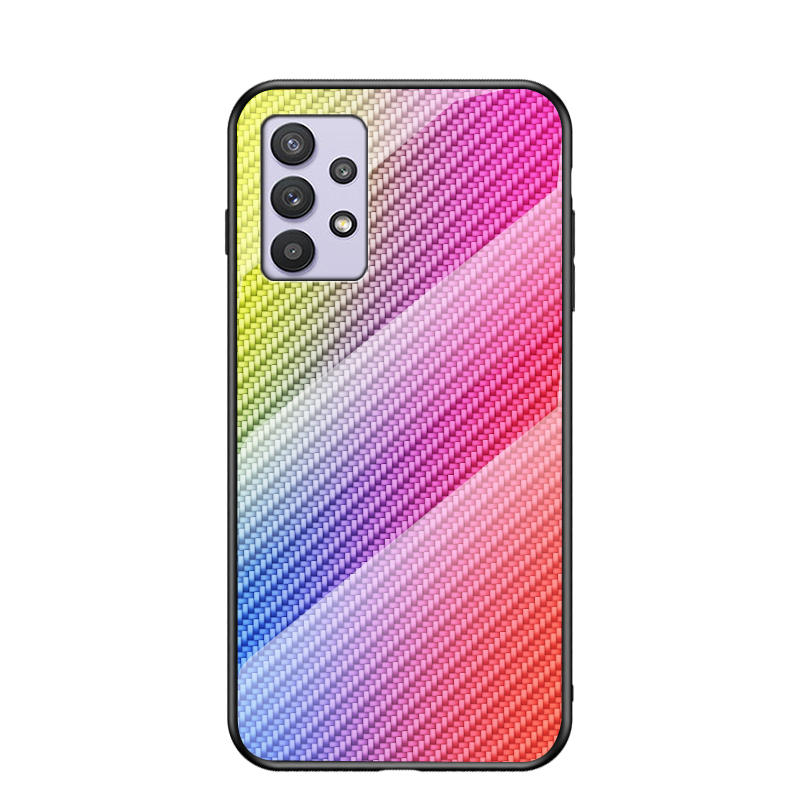 

Carbon Fiber Texture Design Tempered Glass Anti-Drop Phone Cover Case for Samsung Galaxy A32 5G - Colorful Fiber, Galaxy A32 5G