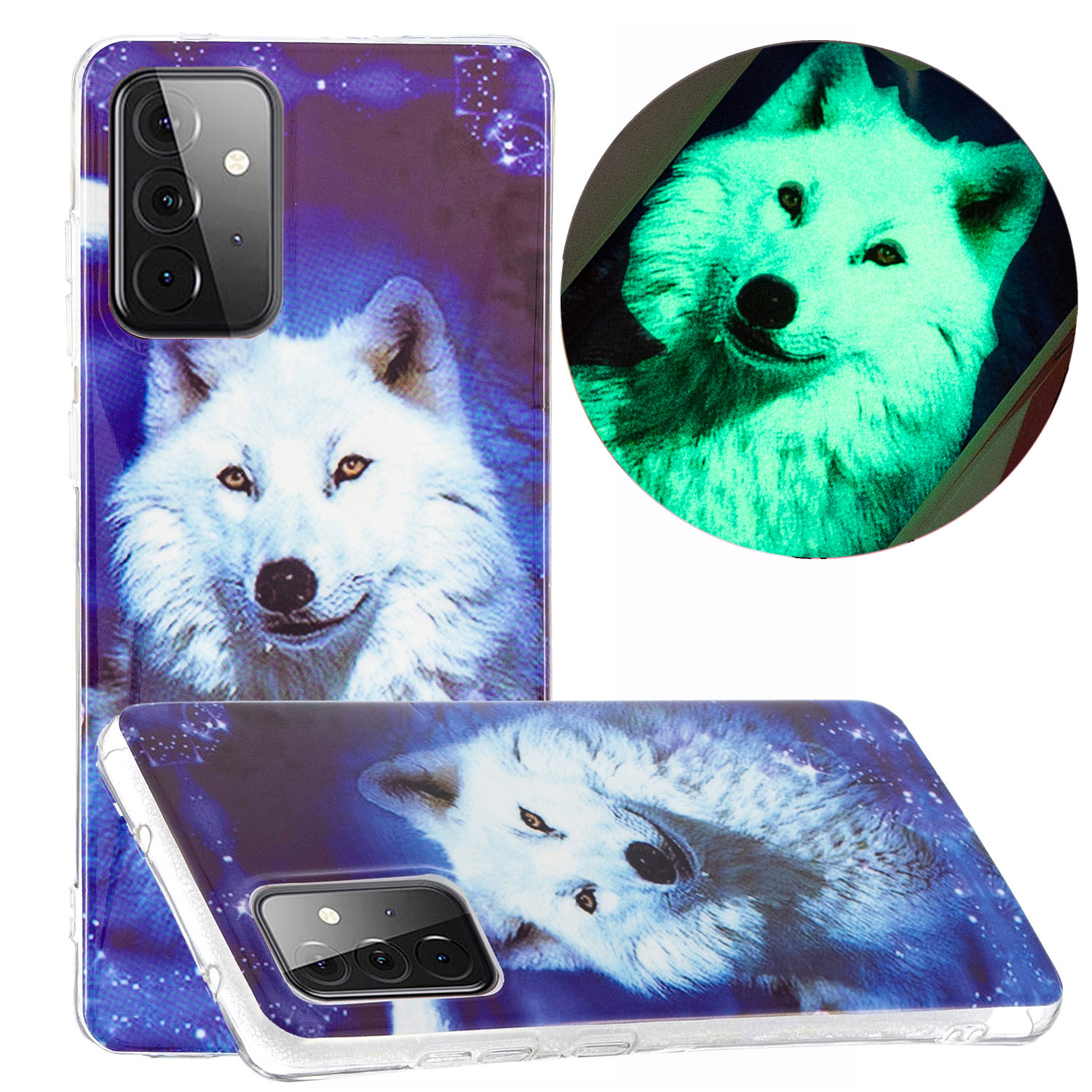 

Noctilucent Design IMD Pattern Soft TPU Protector Phone Cover for Samsung Galaxy A72 4G/5G - Wolf, Galaxy A72 5G