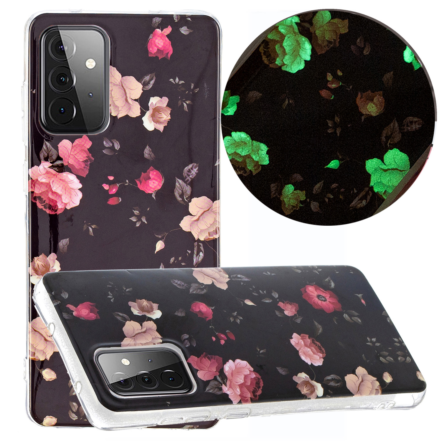 

Noctilucent Design IMD Pattern Soft TPU Protector Phone Cover for Samsung Galaxy A72 4G/5G - Rose, Galaxy A72 5G