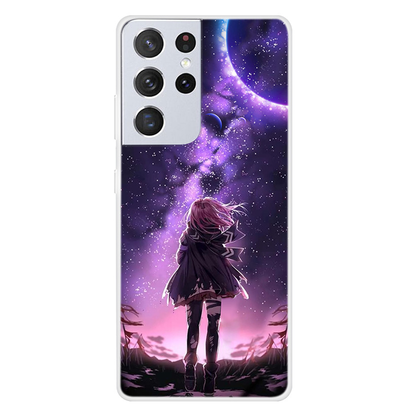 

Soft TPU Phone Case with Pattern Printing for Samsung Galaxy S21 Ultra 5G - Stars and Girls, Galaxy S21 Ultra 5G