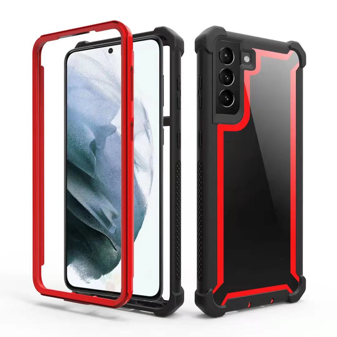

Полная Защита пк + TPU Гибридный Мобильный Телефон Для Samsung Galaxy S21 4G/5G - Черный / Красный, Galaxy S21 5G