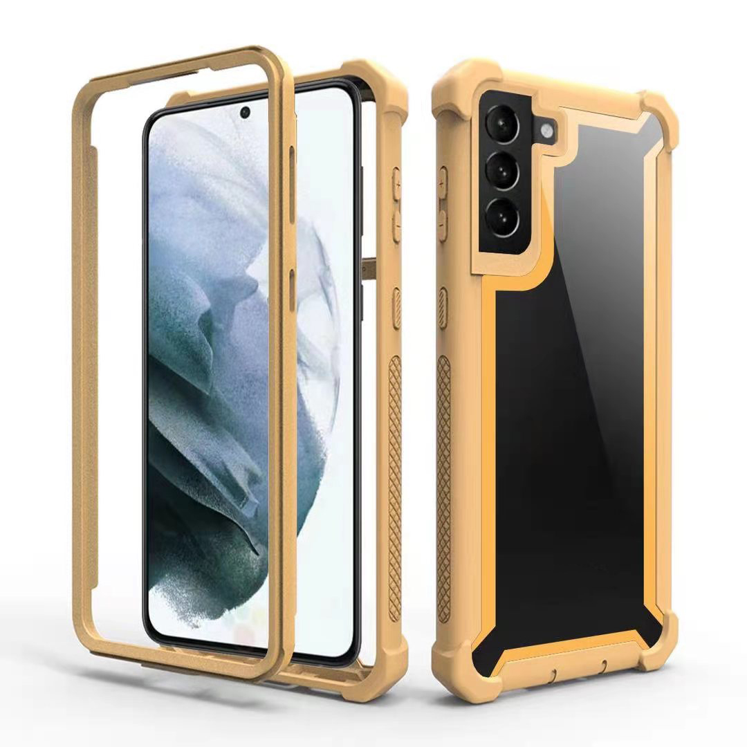 

Full Protection PC + TPU Hybrid Cell Phone Cover for Samsung Galaxy S21 4G/5G - Gold, Galaxy S21 5G