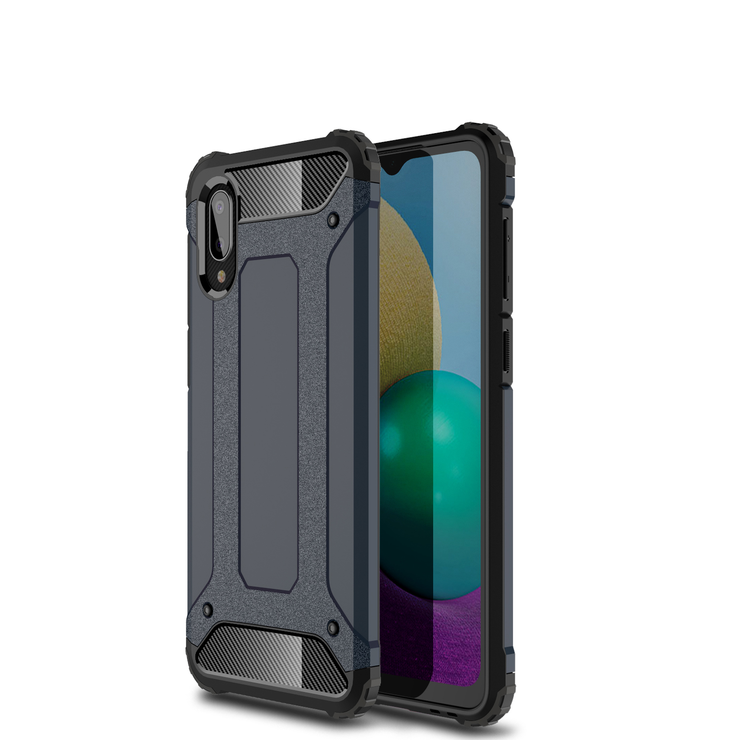 

Armor Guard Plastic + TPU Гибридный Корпус Телефона Для Samsung Galaxy A02 - Темно-синий, Galaxy A02