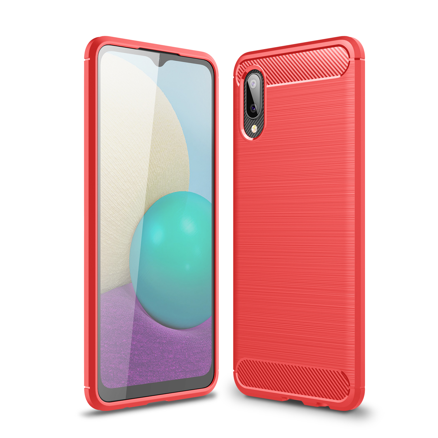 

Brushed Carbon Fiber TPU Protector Case for Samsung Galaxy A02/M02 - Red, Galaxy M02