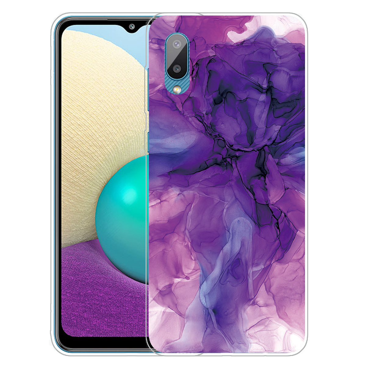 

Marble Pattern Printing Flexible TPU Phone Case for Samsung Galaxy A02/M02 - Style F, Galaxy M02