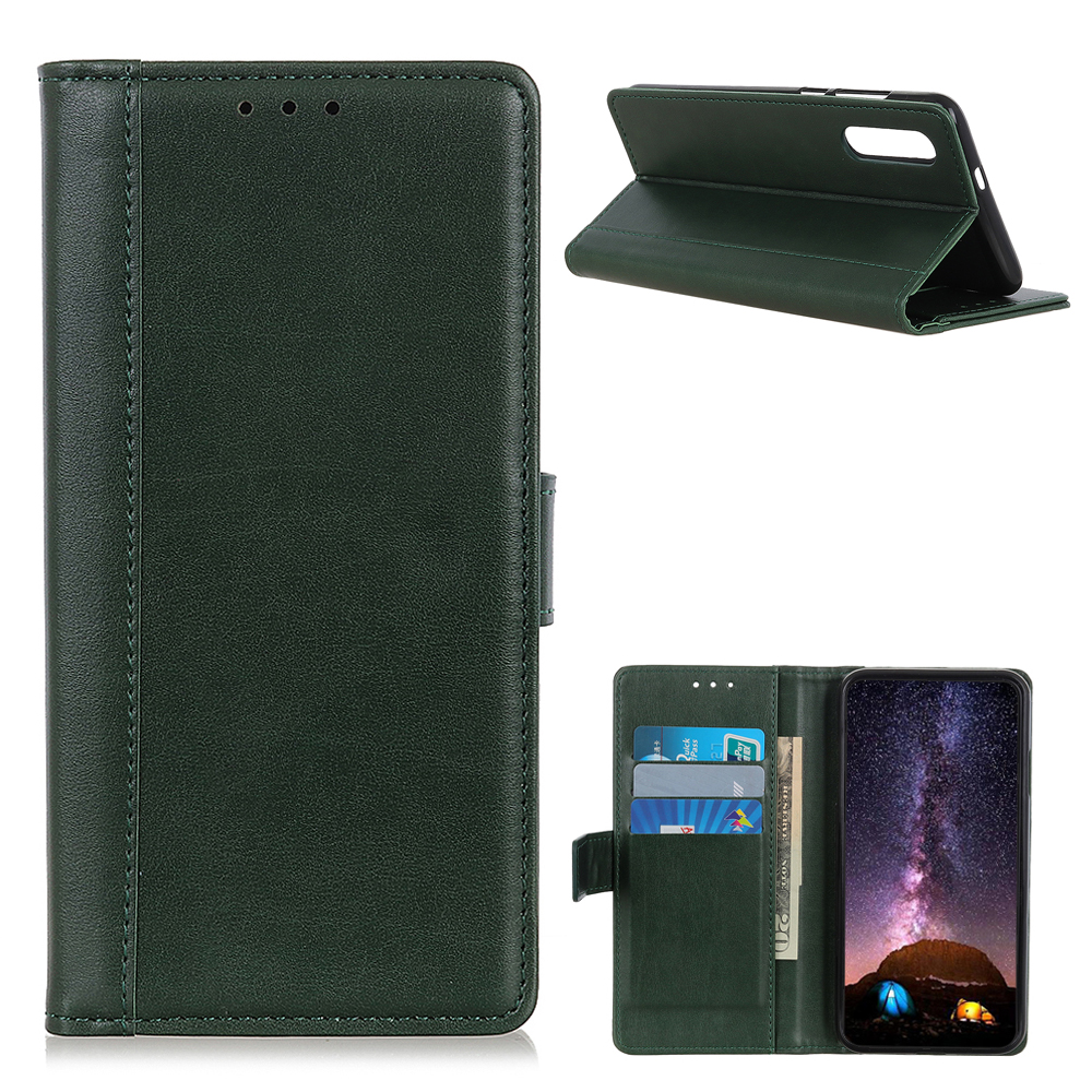 

Leather Wallet Design Phone Cover Case with Stand for Samsung Galaxy A02/M02 - Green, Galaxy A02