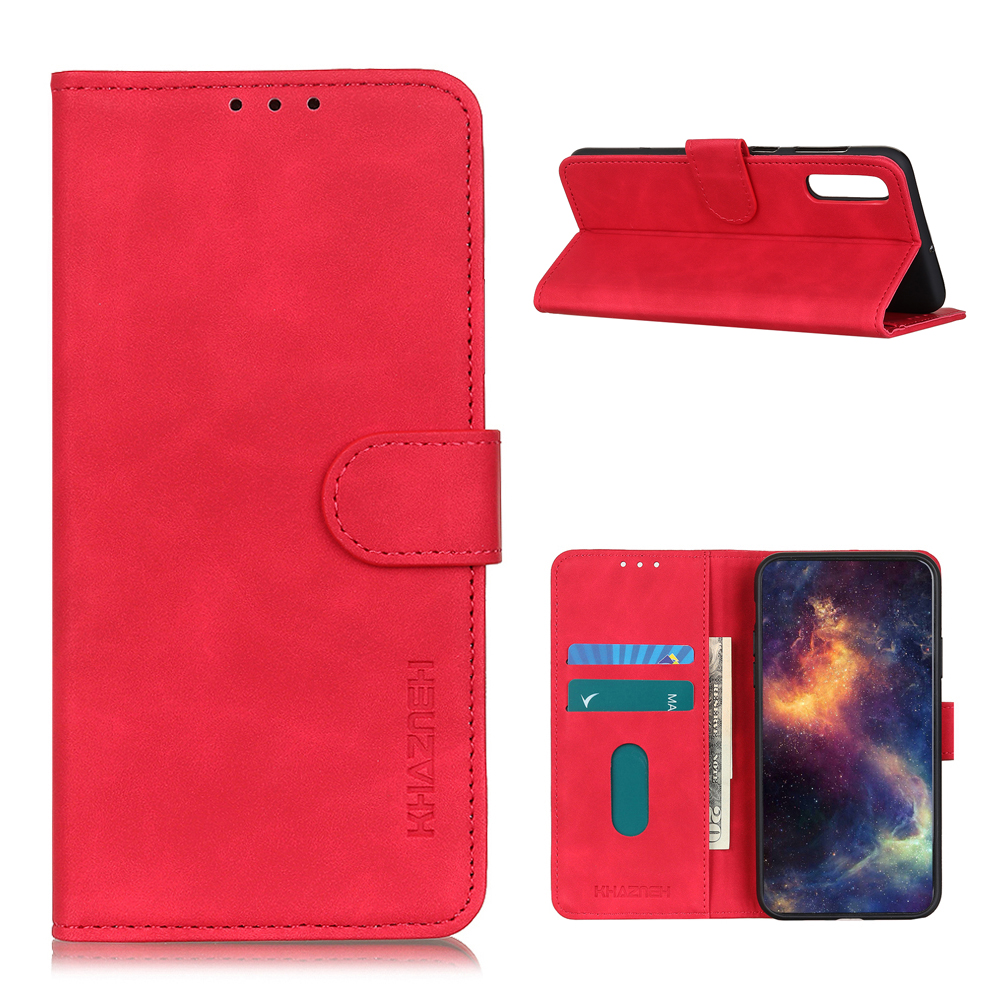 

KHAZNEH Wallet Design Retro Style Folio Flip PU Leather Case for Samsung Galaxy A02/M02 - Red, Galaxy M02