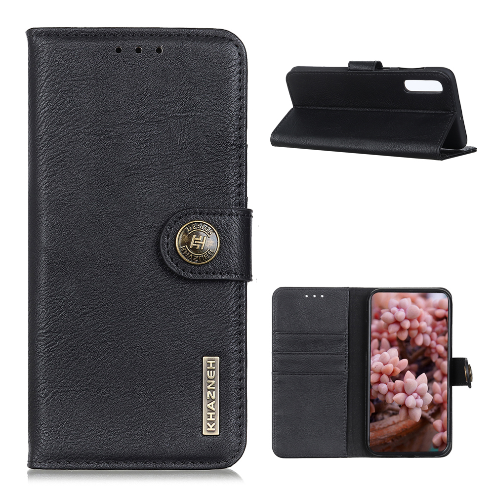 

KHAZNEH Retro Style Leather Protector Case Wallet Stand Cover for Samsung Galaxy A02/M02 - Black, Galaxy M02