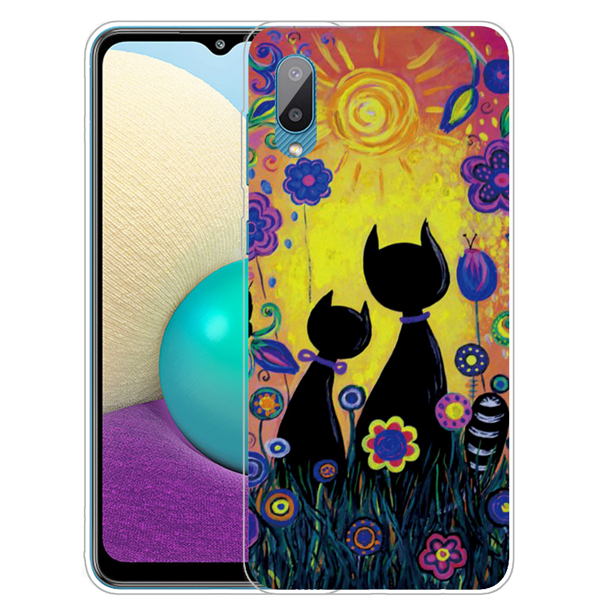 

Pattern Printing Flexible TPU Phone Case for Samsung Galaxy A02/M02 - Two Cats, Galaxy M02