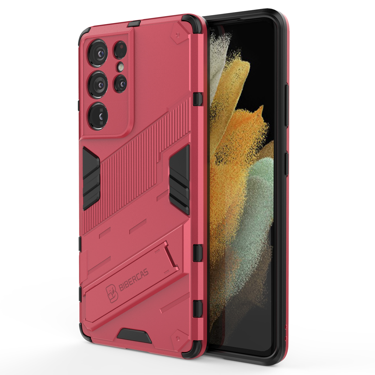 

PC + TPU Hybrid Phone Case Protective Back Cover with Kickstand for Samsung Galaxy S21 Ultra 5G - Rose, Galaxy S21 Ultra 5G