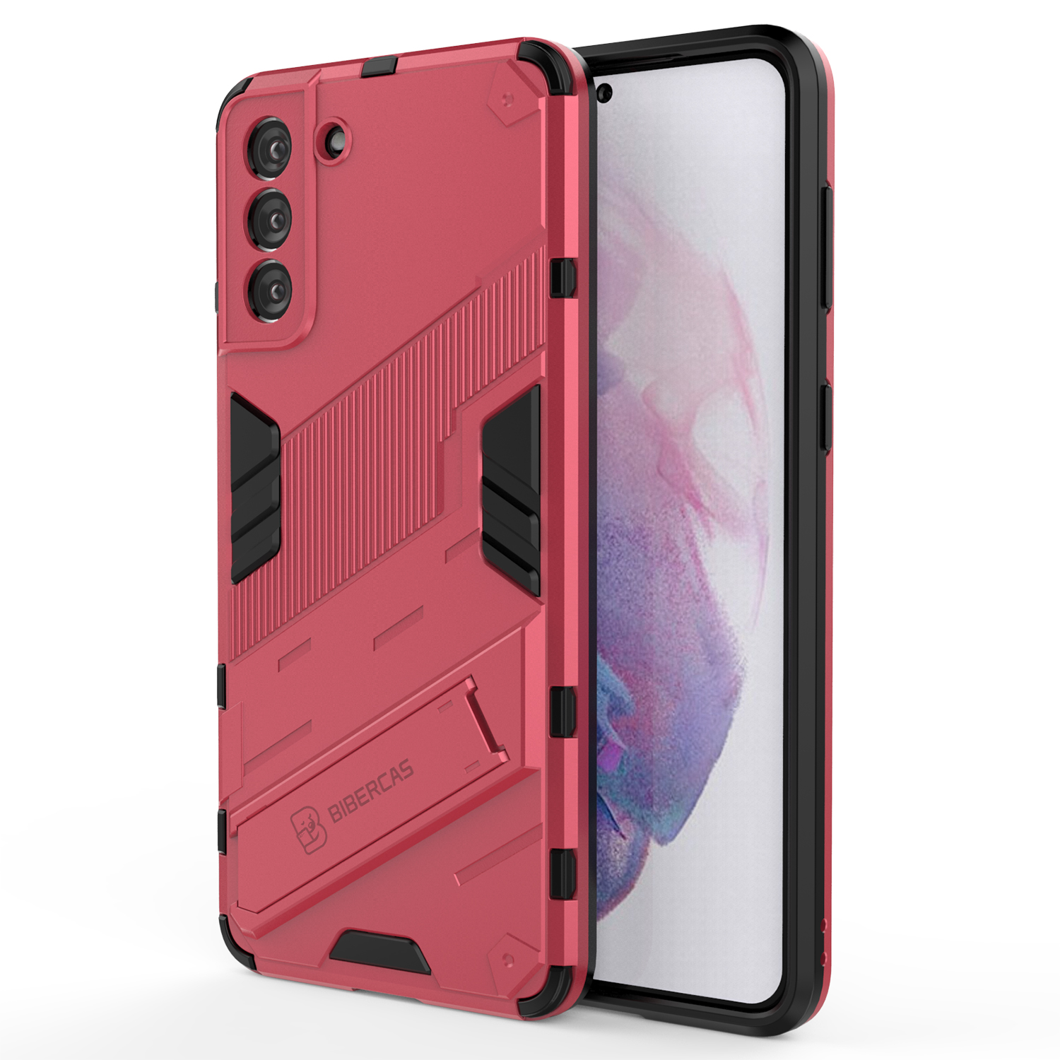

PC + TPU Hybrid Phone Protective Case Cover with Kickstand for Samsung Galaxy S21 5G - Rose, Galaxy S21 5G