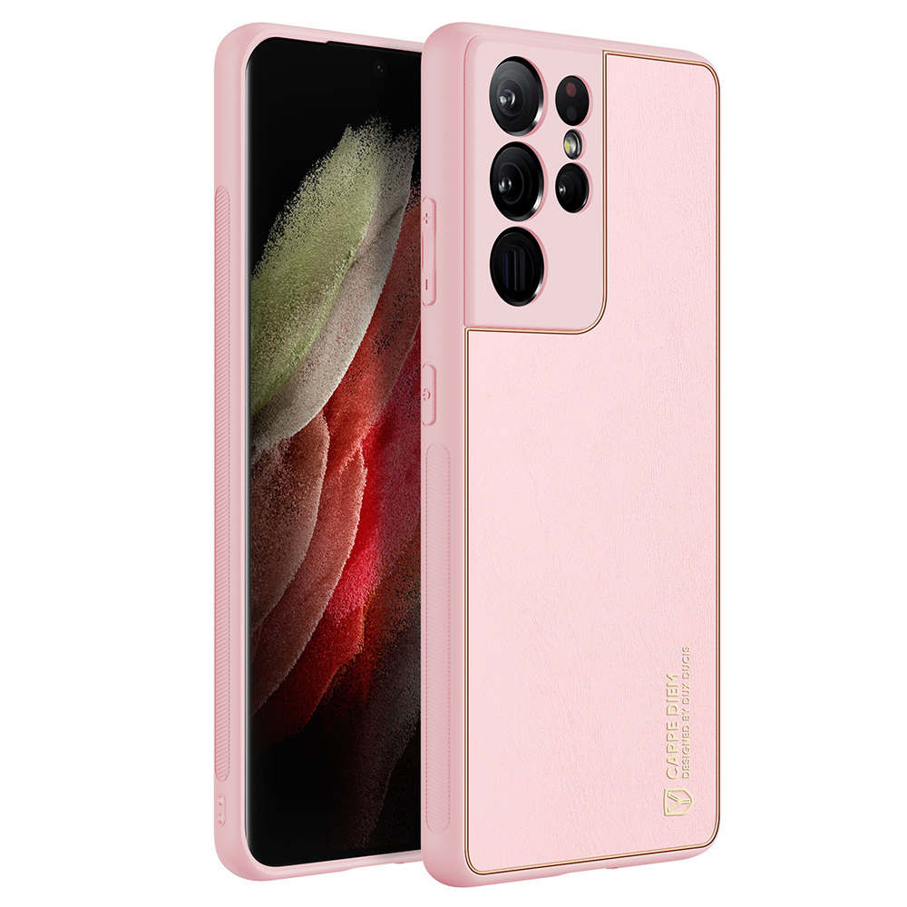 

DUX DUCIS YOLO Series PU Leather Skin PC TPU Hybrid Cover User Friendly Grip for Samsung Galaxy S21 Ultra 5G - Pink, Galaxy S21 Ultra 5G