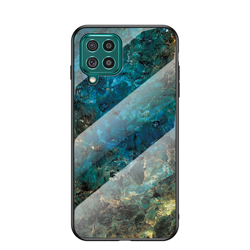 

Marbling Pattern Scratch Resistant Tempered Glass Hybrid Cell Phone Cover Case for Samsung Galaxy F62 - Emerald, Samsung Galaxy F62