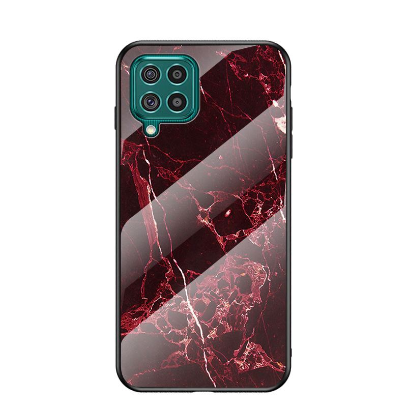 

Marbling Pattern Scratch Resistant Tempered Glass Hybrid Cell Phone Cover Case for Samsung Galaxy F62 - Red, Samsung Galaxy F62