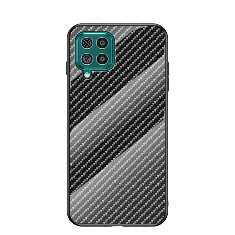 

Текстура Из Углеродного Волокна Закаленное Стекло Телефон Чехол Для Samsung Galaxy F62 Противопутная Защитная Оболочка - Черное Волокно, Samsung Galaxy F62