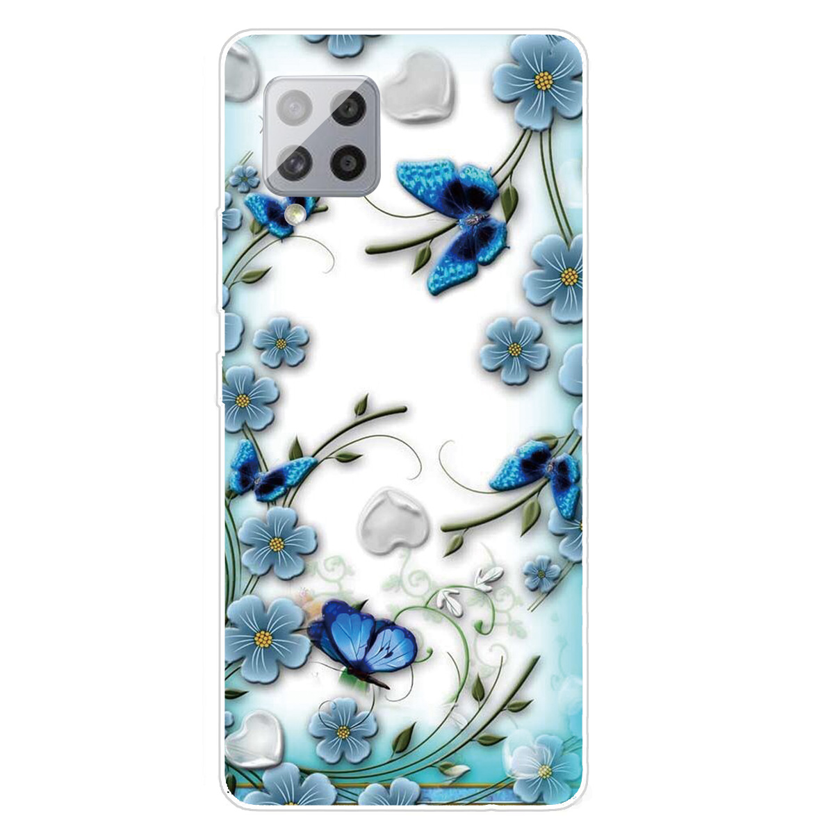 

Pattern Printing Transparent Background Soft TPU Phone Cover Case for Samsung Galaxy F62/M62 - Butterfly and Flower, Samsung Galaxy F62