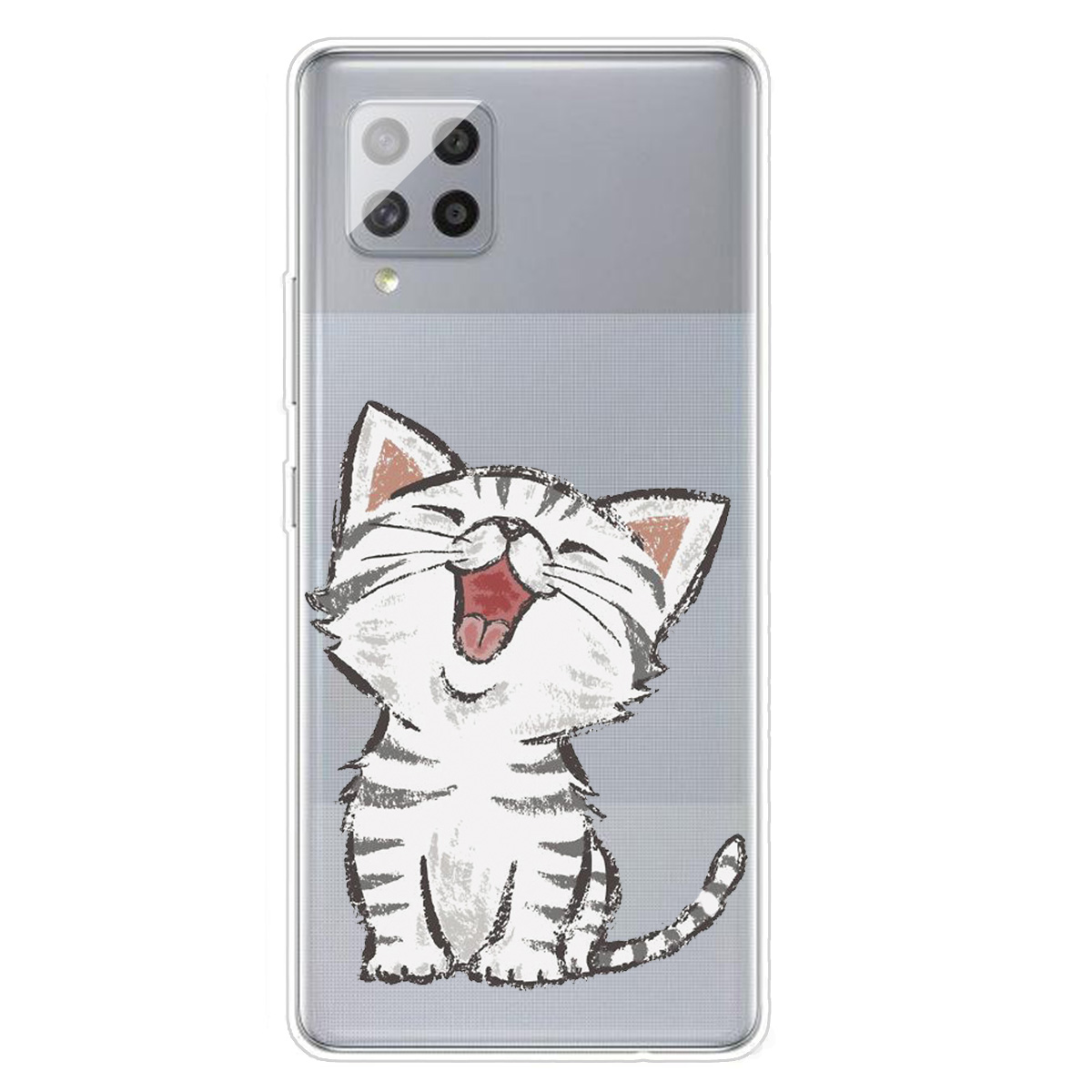 

Pattern Printing Transparent Background Soft TPU Phone Cover Case for Samsung Galaxy F62/M62 - Cat, Samsung Galaxy F62