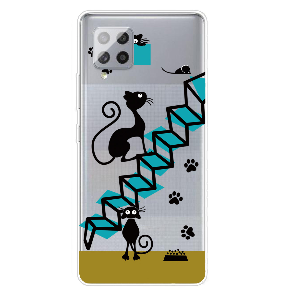 

Pattern Printing Soft TPU Phone Cover Case for Samsung Galaxy F62/M62 - Cat and Stair, Samsung Galaxy F62