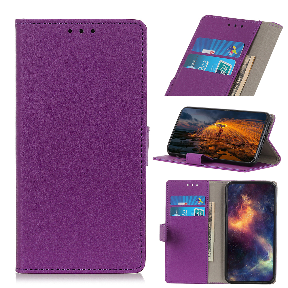 

Stand PU Leather Phone Shell Wallet Flip Cover for Samsung Galaxy M02 / A02 - Purple, Galaxy M02