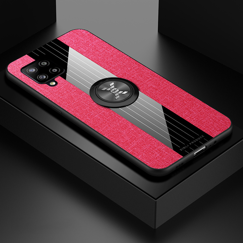 

Jeans Cloth + TPU + Acrylic Cover Phone Case with Metal Ring Holder for Samsung Galaxy A42 5G - Red, Galaxy A42 5G