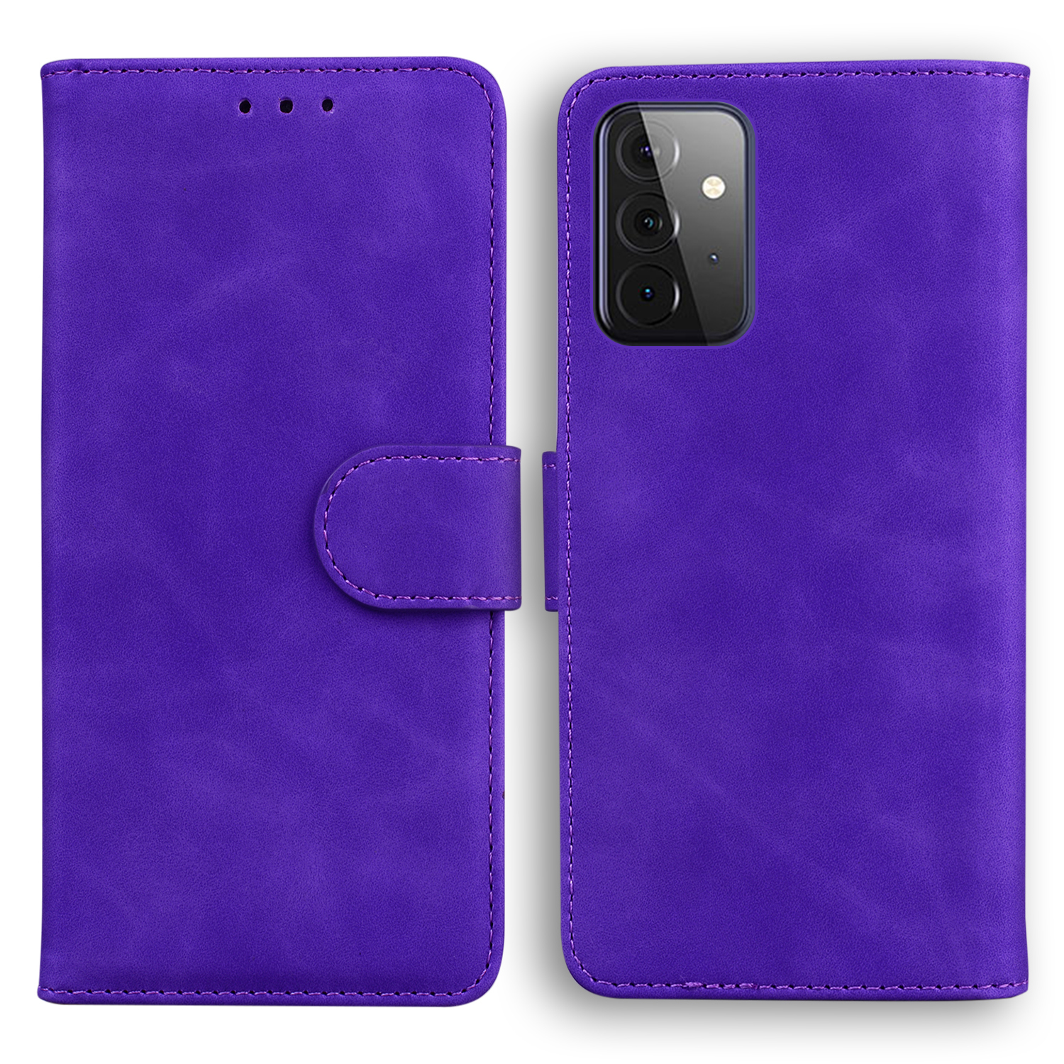 

Solid Color Wallet Stand Flip Leather Phone Case Shell for Samsung Galaxy A72 5G/4G - Purple, Galaxy A72 5G