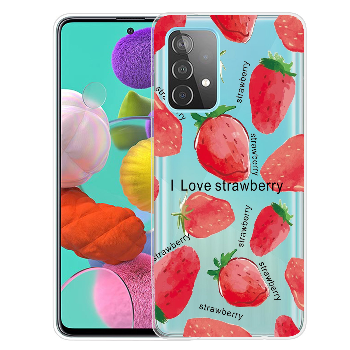 

Transparent Background Pattern Printing Phone Shell Soft TPU Phone Case for Samsung Galaxy A32 4G (EU Version) - Strawberry, Galaxy A32 4G