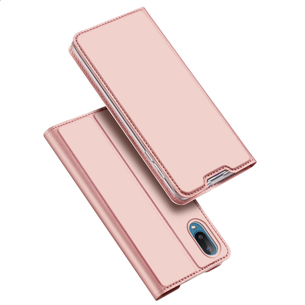 

DUX DUCIS Skin Pro Series for Samsung Galaxy M02 / Galaxy A02 Card Slot Anti-Scratch Leather Cell Phone Case with Support Stand - Pink, Galaxy M02