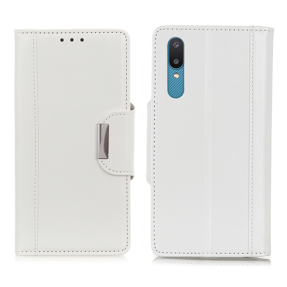 

Кожущая Текстура PU Кожаный Кожаный Кожаный Телефон Для Samsung Galaxy M02 / A02 - Белый, Galaxy M02