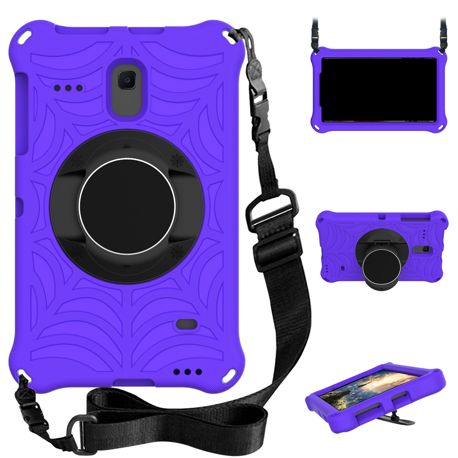 

Spider Web Texture Kickstand EVA Case with Shoulder Strap for Samsung Galaxy Tab A 8.0(2018)T387/Tab A 8.0 (2017) T380/Tab E 8.0 T377/Tab 4 8.0 T330 - Purple, Other Samsung Models