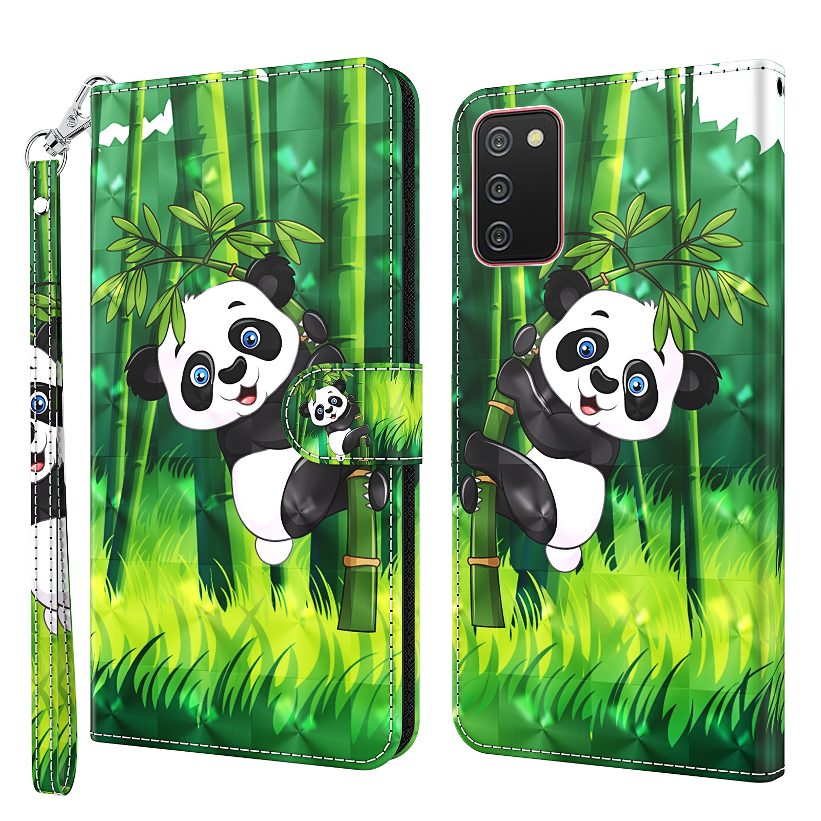 

Pattern Printing Wallet Stand PU Leather Phone Cover Shell for Samsung Galaxy A02s (164.2x75.9x9.1mm) - Panda, Galaxy A02s (164.2x75.9x9.1mm)