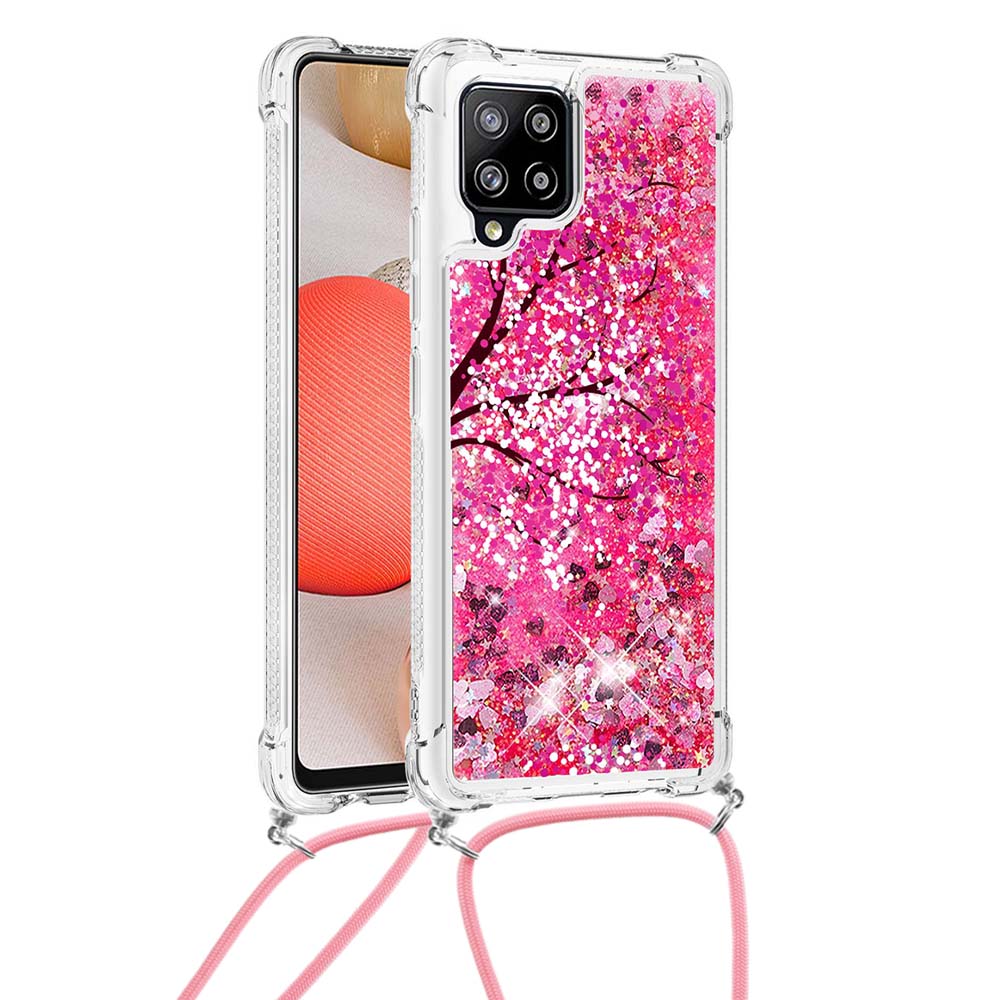 

Узор Напечатанный Блеск Блестки Quicksand TPU Чехол Для Телефона С Ремешком Для Samsung Galaxy A42 5G - Цветок, Galaxy A42 5G