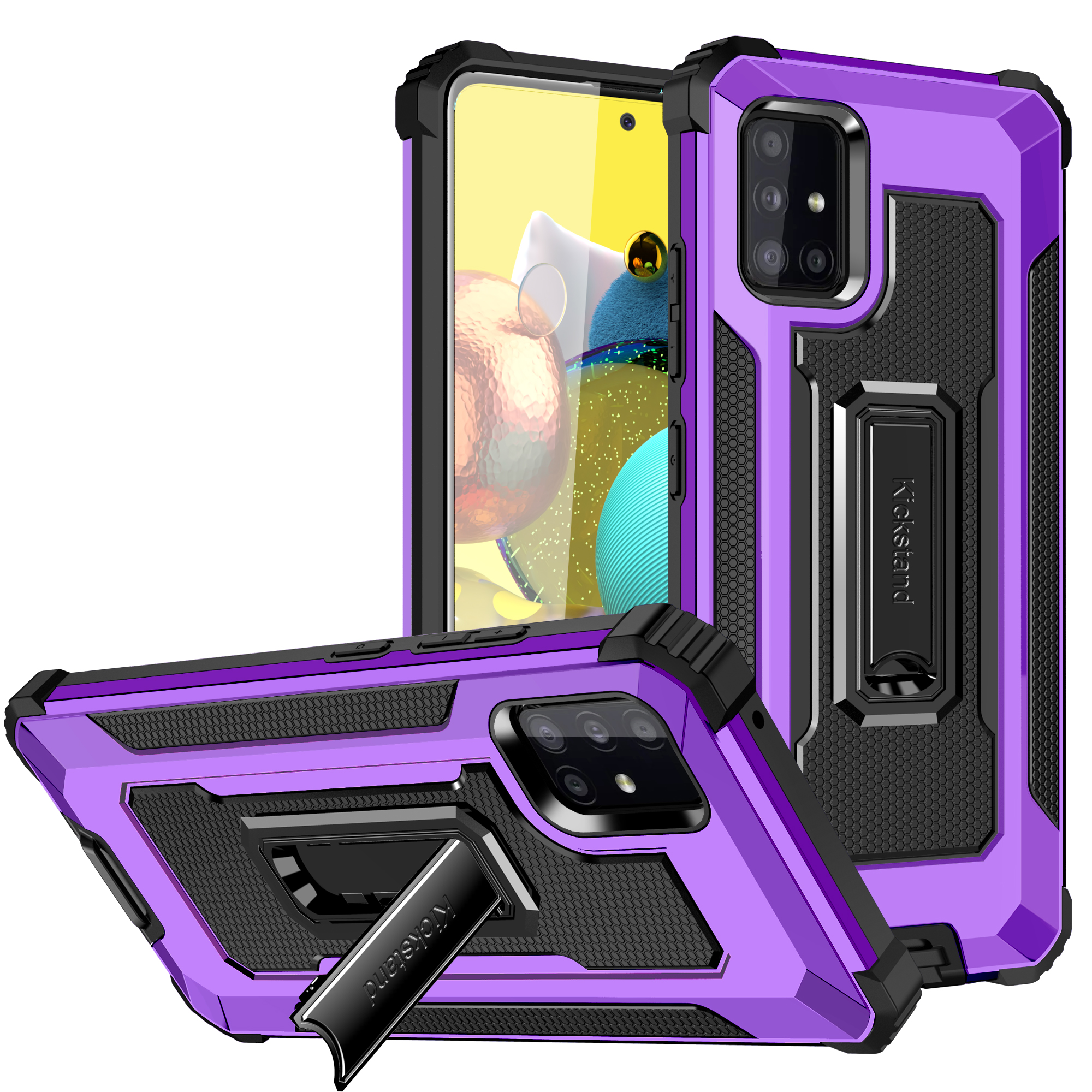 

Jazz Drop-Resistant Series Hybrid Phone Cover Case for Samsung Galaxy A51 5G SM-A516 - Purple, Galaxy A51 5G