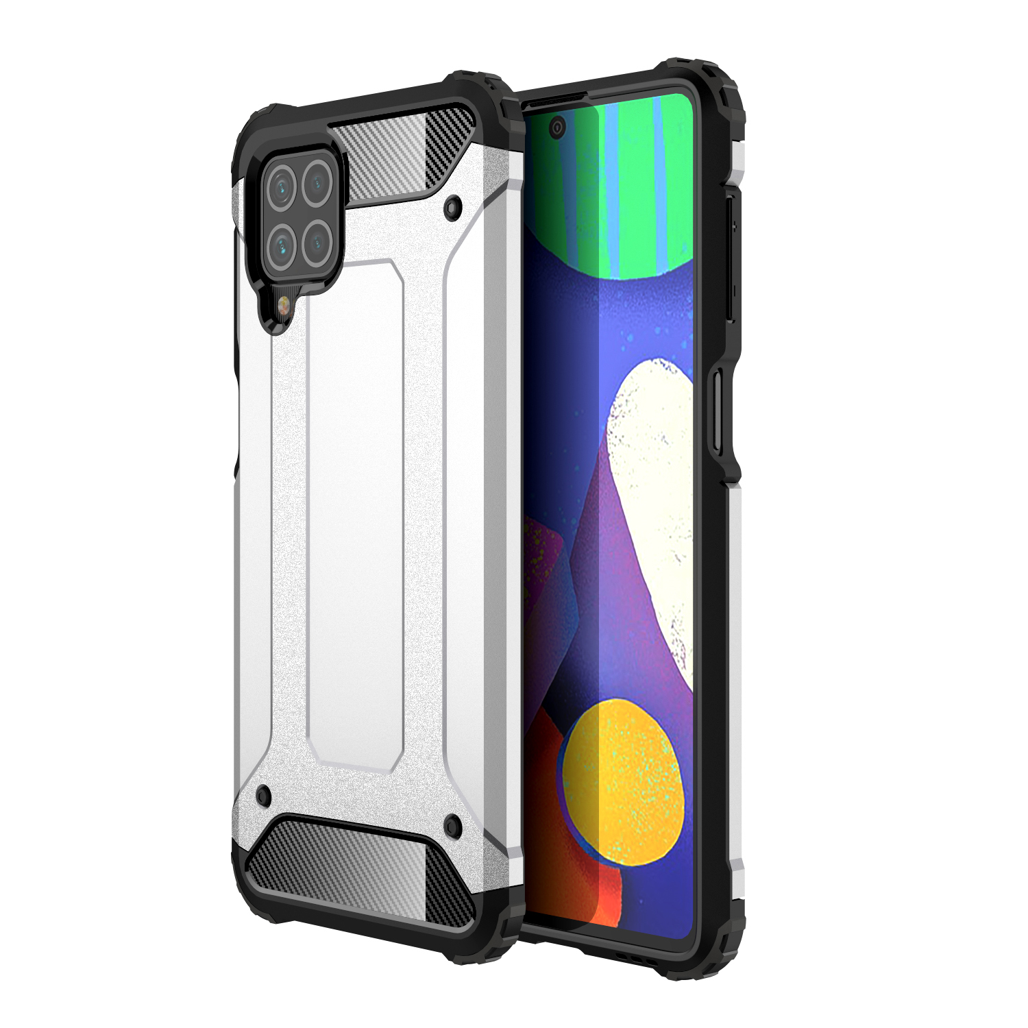 

Armor Guard Four Corner Thicken Hybrid Shell Phone Protective Case for Samsung Galaxy F62 / Galaxy M62 - Silver, Samsung Galaxy F62
