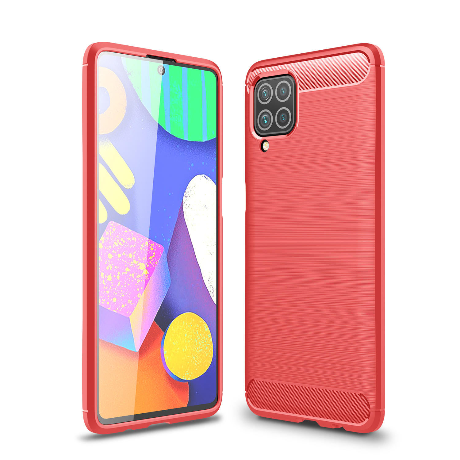 

Brushed Carbon Fiber TPU Phone Protector Case Cover for Samsung Galaxy M62 / Galaxy F62 - Red, Galaxy F62