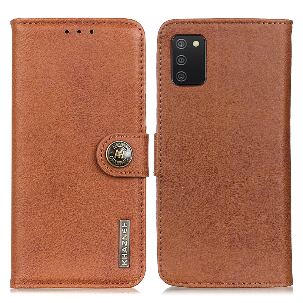

KHAZNEH Wallet Design Leather Protector Stand Cover Case for Samsung Galaxy A02s (164.2x75.9x9.1mm) - Brown, Galaxy A02s (164.2x75.9x9.1mm)
