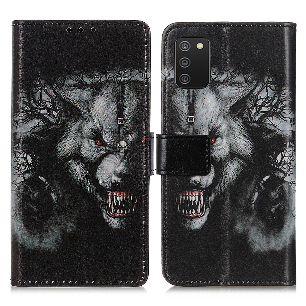 

Wallet Design Leather Phone Stand Cover with Pattern Printing for Samsung Galaxy A02s (164.2x75.9x9.1mm) - Wolf, Galaxy A02s (164.2x75.9x9.1mm)