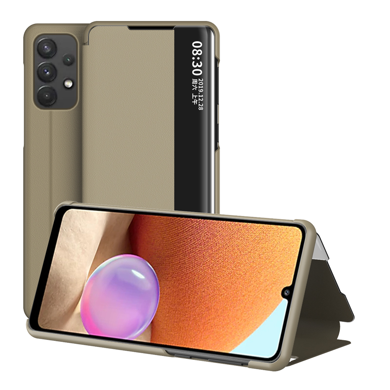 

View Window Flip Leather Cell Phone Cover Shell for Samsung Galaxy A02s (164.2x75.9x9.1mm) - Gold, Galaxy A02s (164.2x75.9x9.1mm)
