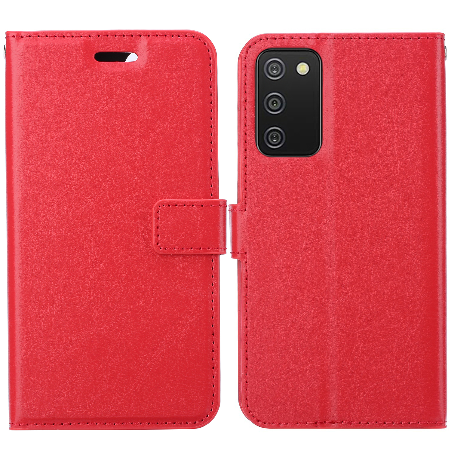 

Кожаный Кожаный Кожаный Кожаный Кожа Для Samsung Galaxy A02S (164,2x75,9x9,1 Мм) Защитный Чехол - Красный, Galaxy A02s (164.2x75.9x9.1mm)