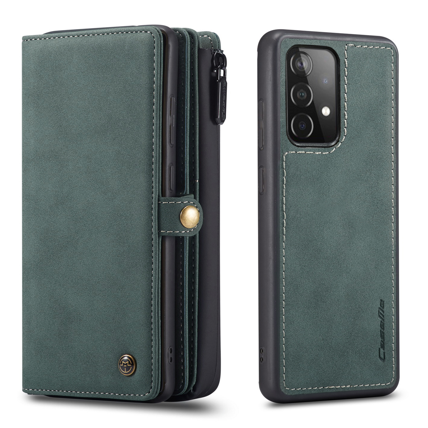 

CASEME Matte Surface Leather Wallet Design Detachable 2-in-1 Cover Case for Samsung Galaxy A52 4G/5G / A52s 5G - Green, Galaxy A52 5G
