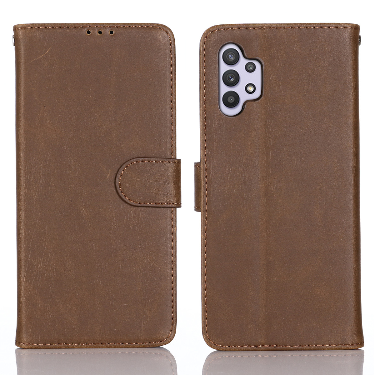 

Wallet Case Design Retro Style Crazy Horse Texture Leather for Samsung Galaxy A32 5G Cover - Coffee, Galaxy A32 5G