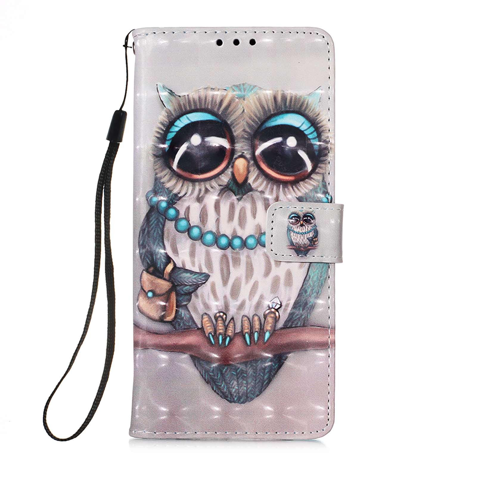 

3D Pattern Printing PU Leather Wallet Stand Phone Shell Case for Samsung Galaxy A72 5G/4G - Owl, Galaxy A72 5G