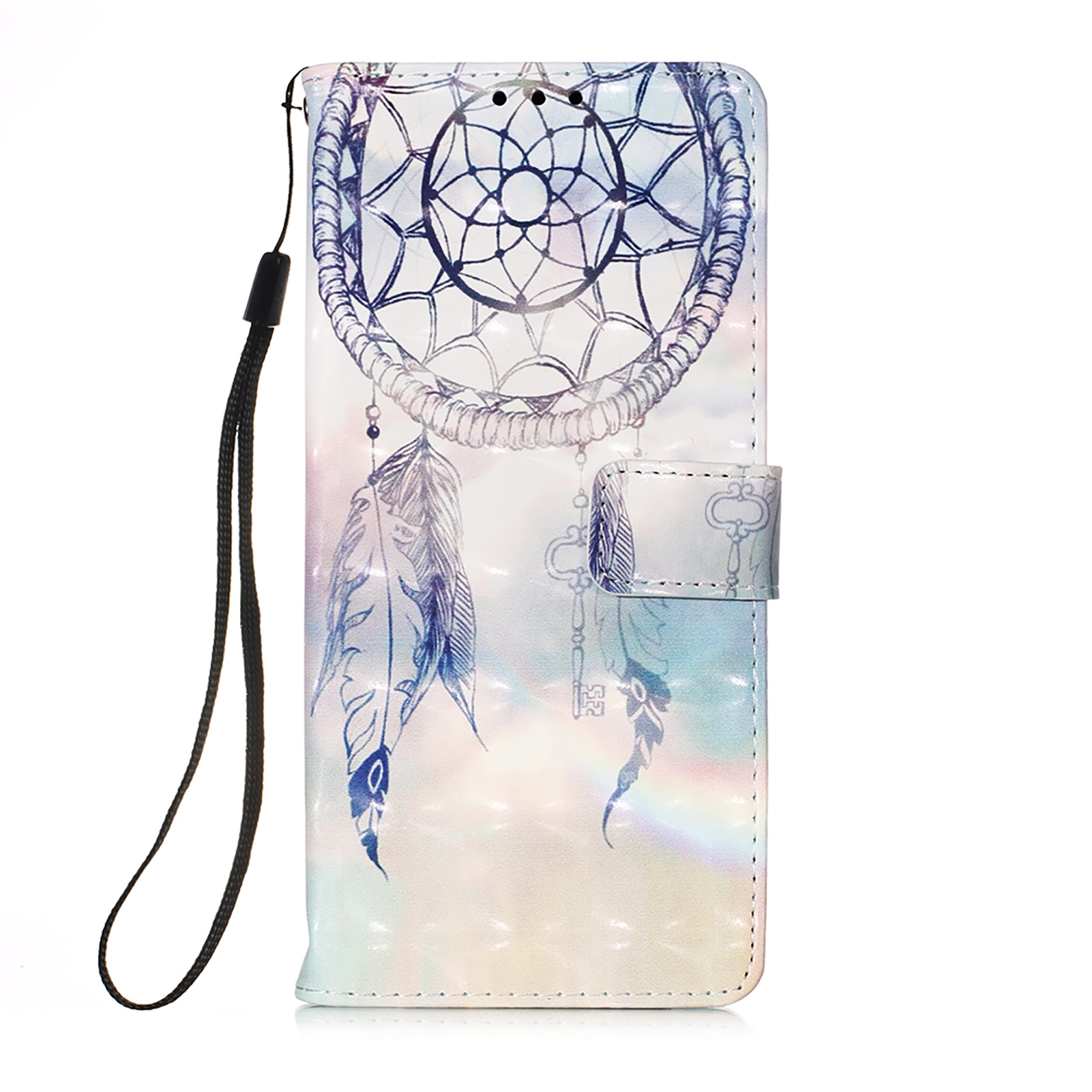 

3D Pattern Printing Wallet Stand PU Leather Phone Shell Case for Samsung Galaxy A02s (166.5x75.9x9.2mm) - Dreamy Wind Chime, Galaxy A02s (166.5x75.9x9.2mm)