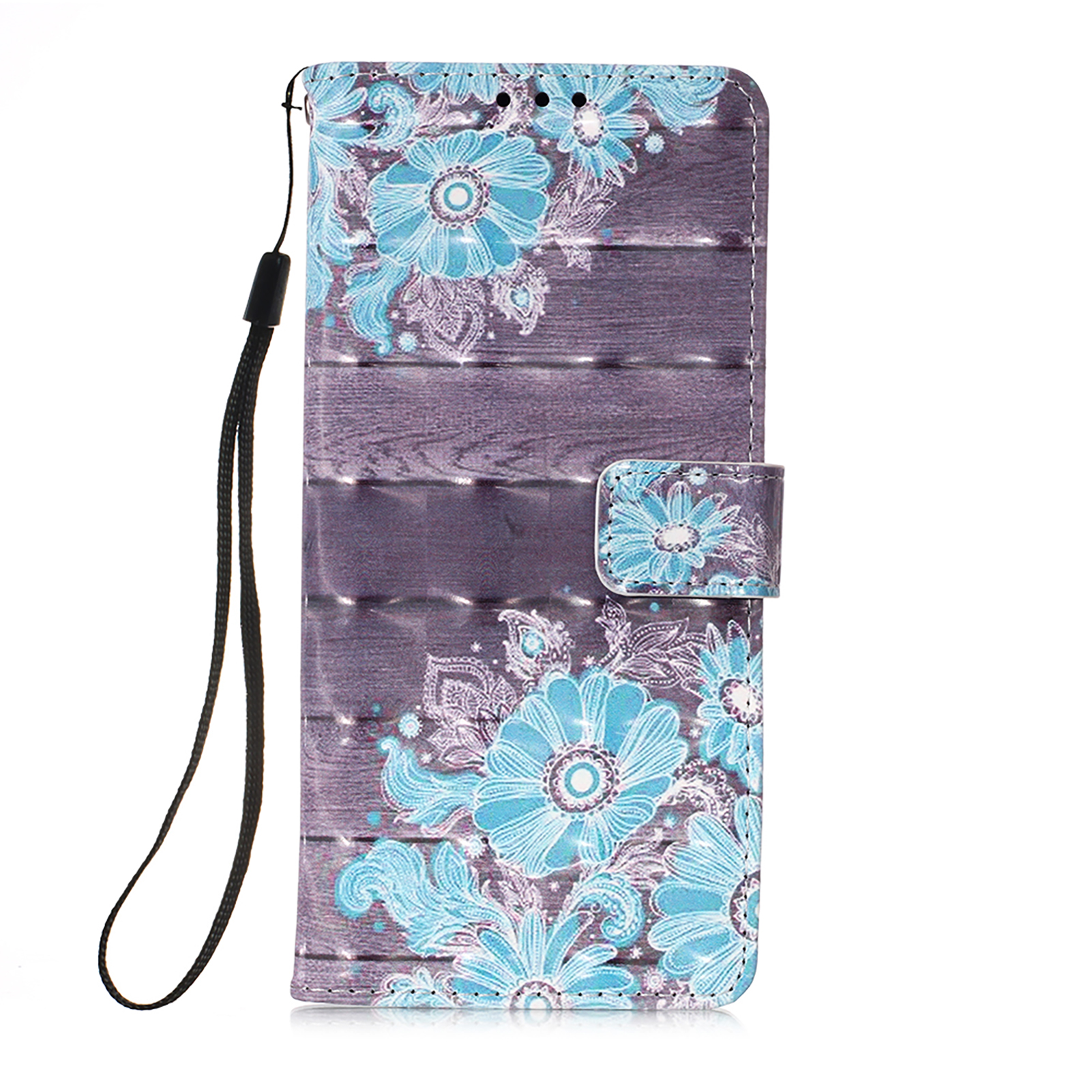 

3D Pattern Weart Wallet Стенд PU Кожаный Телефон Корпус Для Samsung Galaxy A02S (166,5x75.9x9.2 Мм) - Синий Цветок, Galaxy A02s (166.5x75.9x9.2mm)